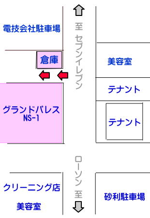 つくばオステオパシー 駐車場入口案内図